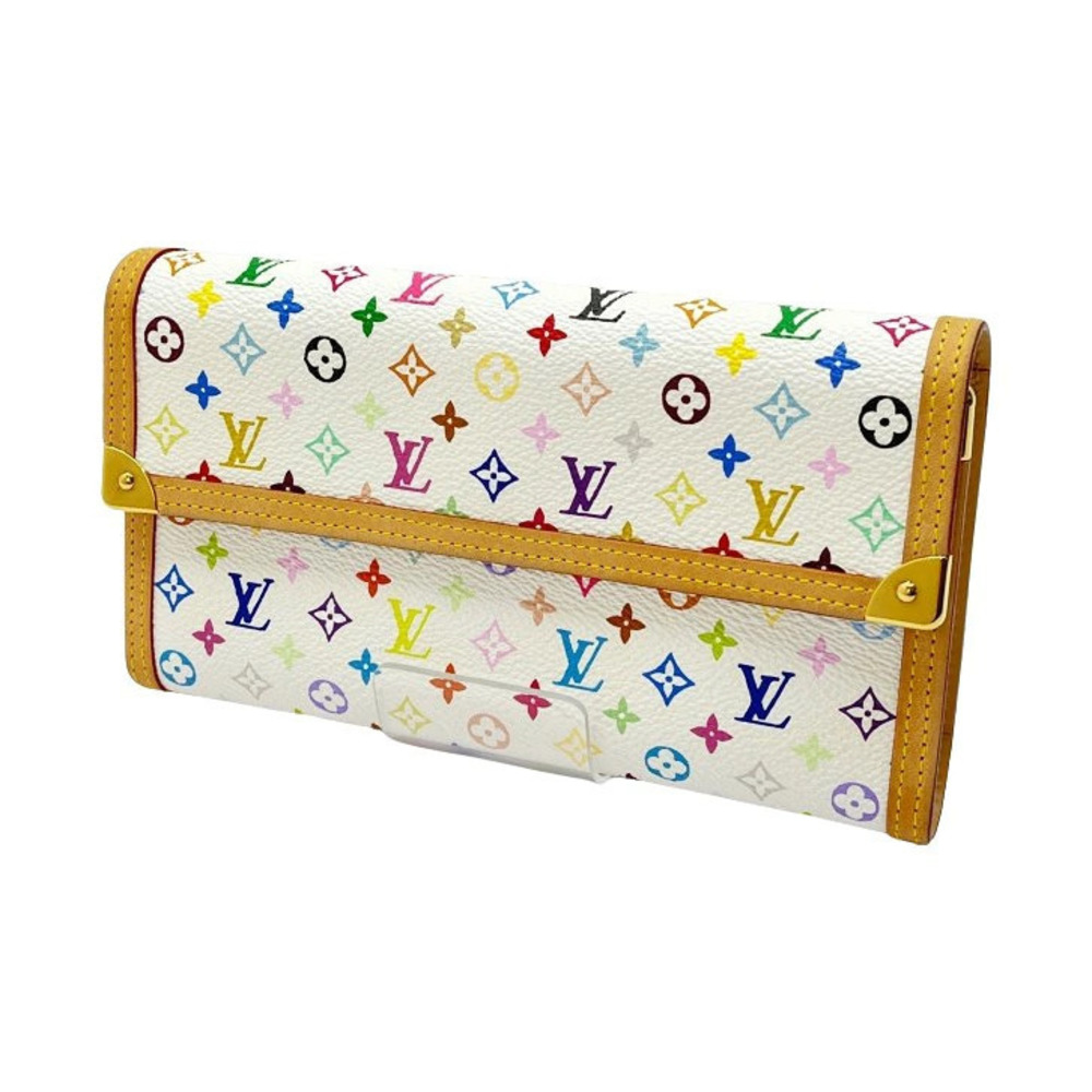 LOUIS VUITTON Multicolor Portefeuille Tresor International Long Wallet White
